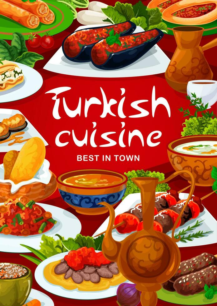 Türkisch Essen Gericht, Truthahn Küche Restaurant Speisekarte vektor