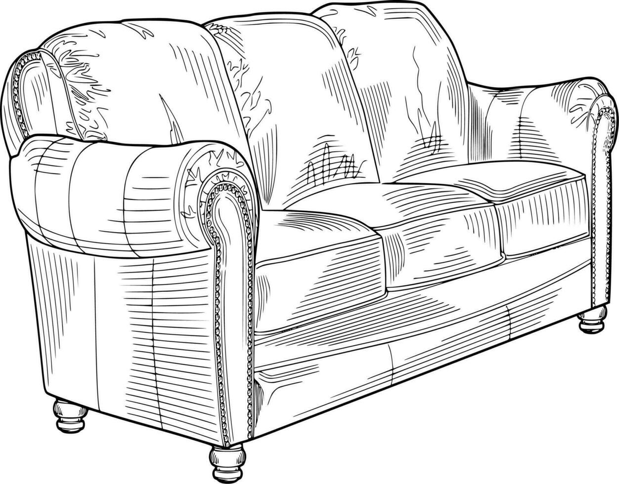Vektor Silhouette von Sofa auf Weiß Hintergrund