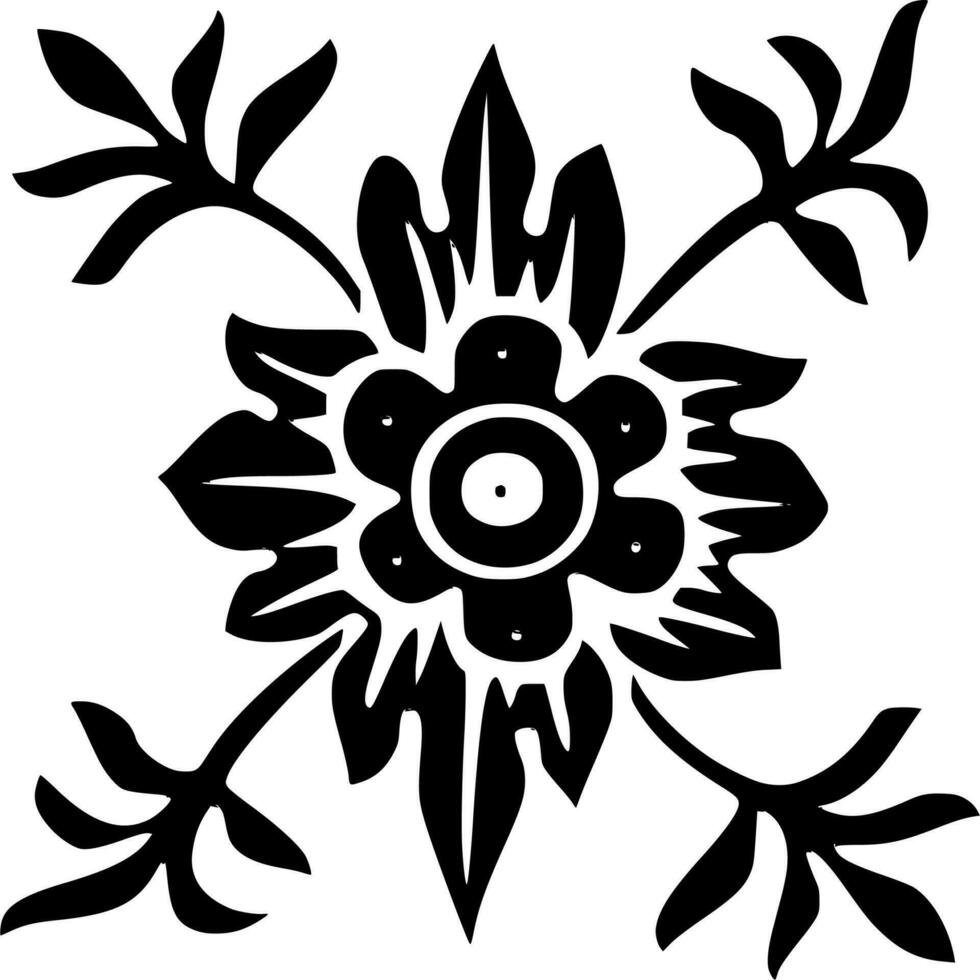 Vektor Silhouette von Blumen- Ornament auf Weiß Hintergrund