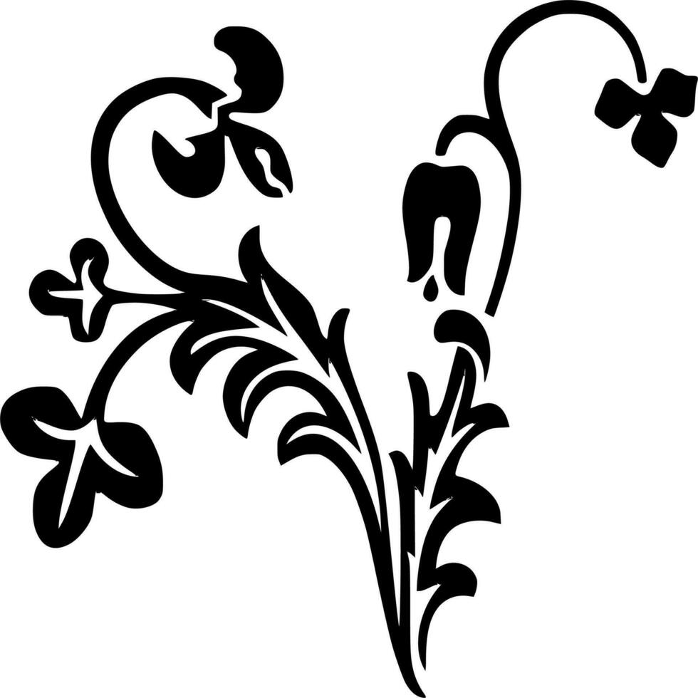 Vektor Silhouette von Blumen- Ornament auf Weiß Hintergrund