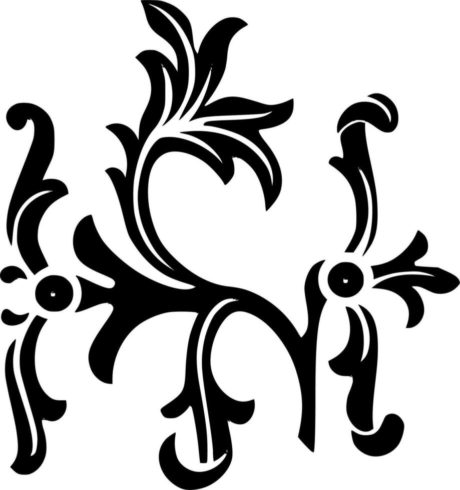 Vektor Silhouette von Blumen- Ornament auf Weiß Hintergrund