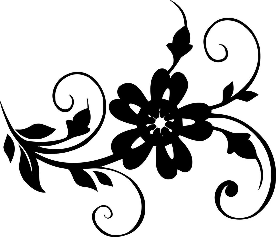 vektor silhuett av blommig prydnad på vit bakgrund