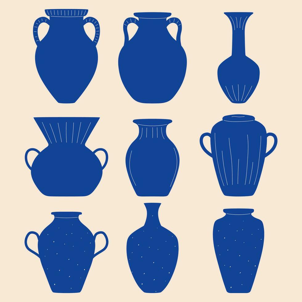 groovig abstrakt organisch Vase Silhouetten Kunst. matisse Elemente im modisch retro 60er Jahre 70er Jahre Stil. vektor