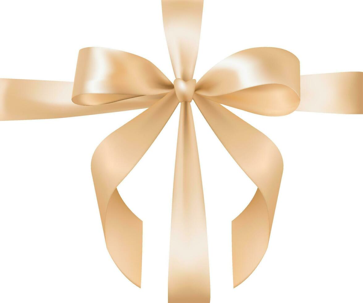 elegant gyllene gul band för gåva låda vektor illustration. realistisk design element på vit bakgrund för firande, bröllop, och årsdagar. silke satin rosett för certifikat eller gåva kort