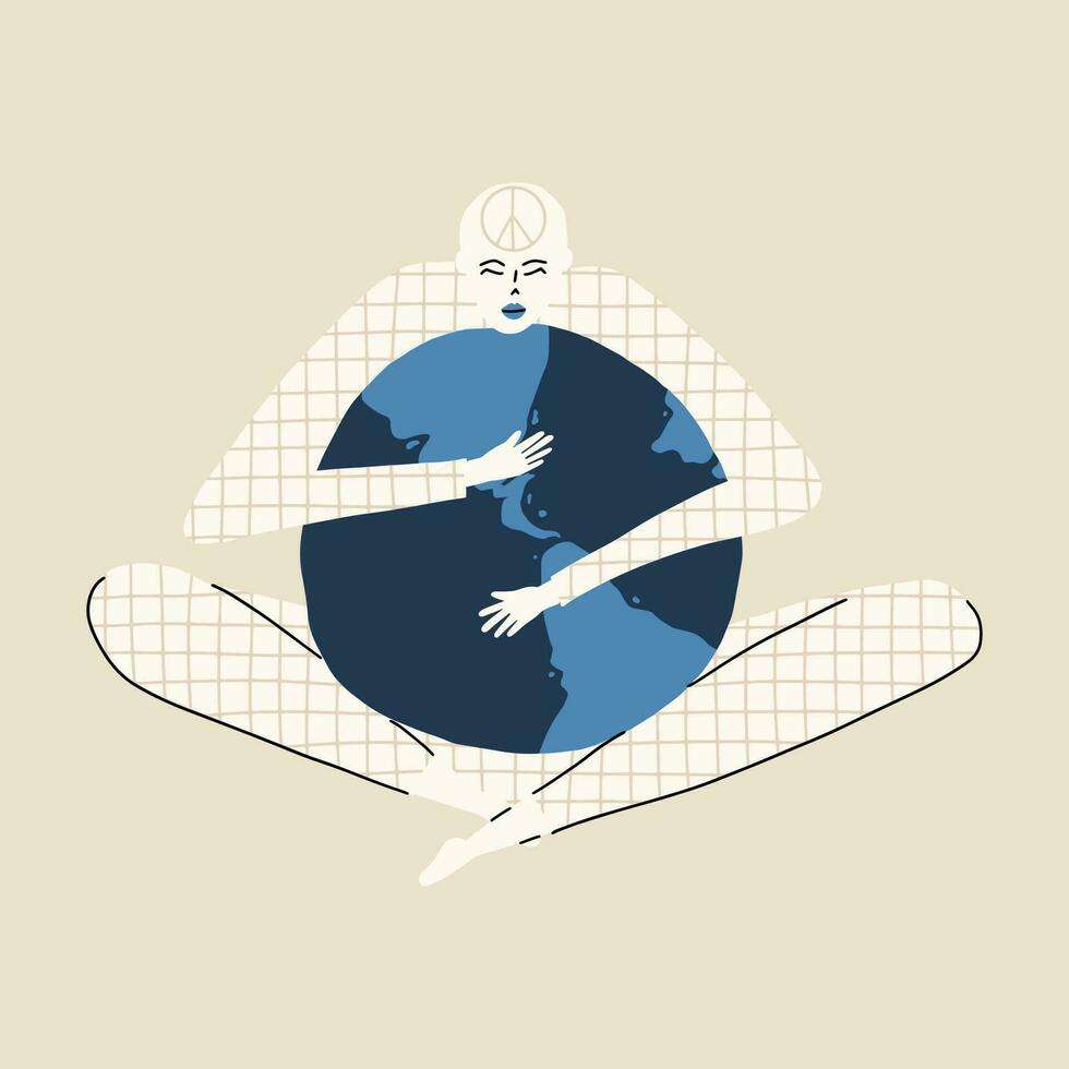 das Konzept von Weltoffenheit, Umwelt Nachhaltigkeit, Pflege zum das Planet. Vektor Illustration im Hand gezeichnet Stil