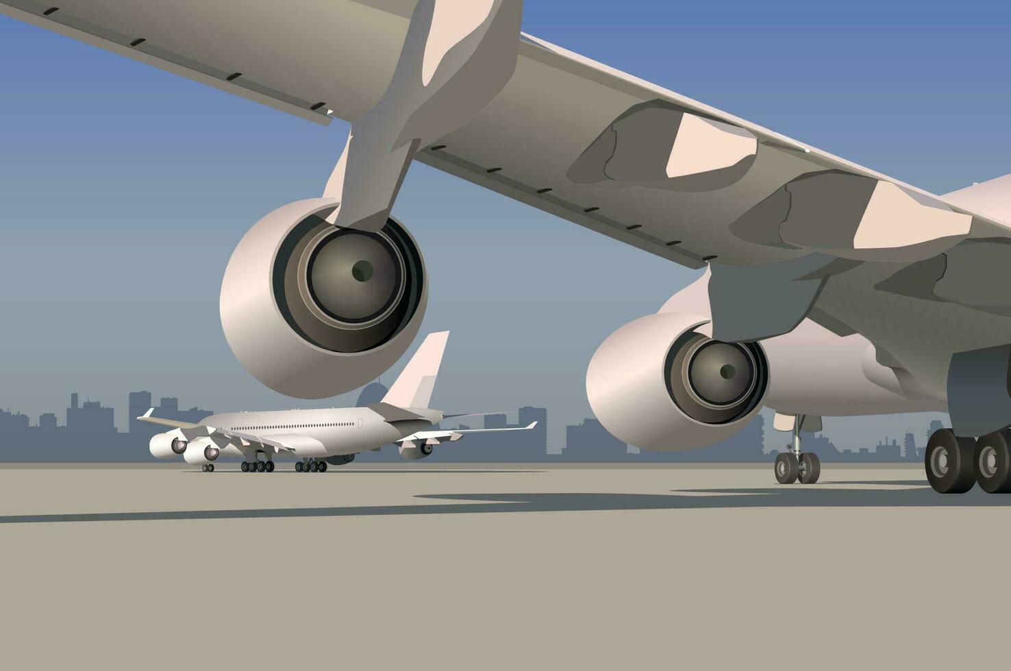 Flugzeug Flügel mit zwei Turbinen, Aussicht von Ein weiterer Flugzeug.Vektor. vektor