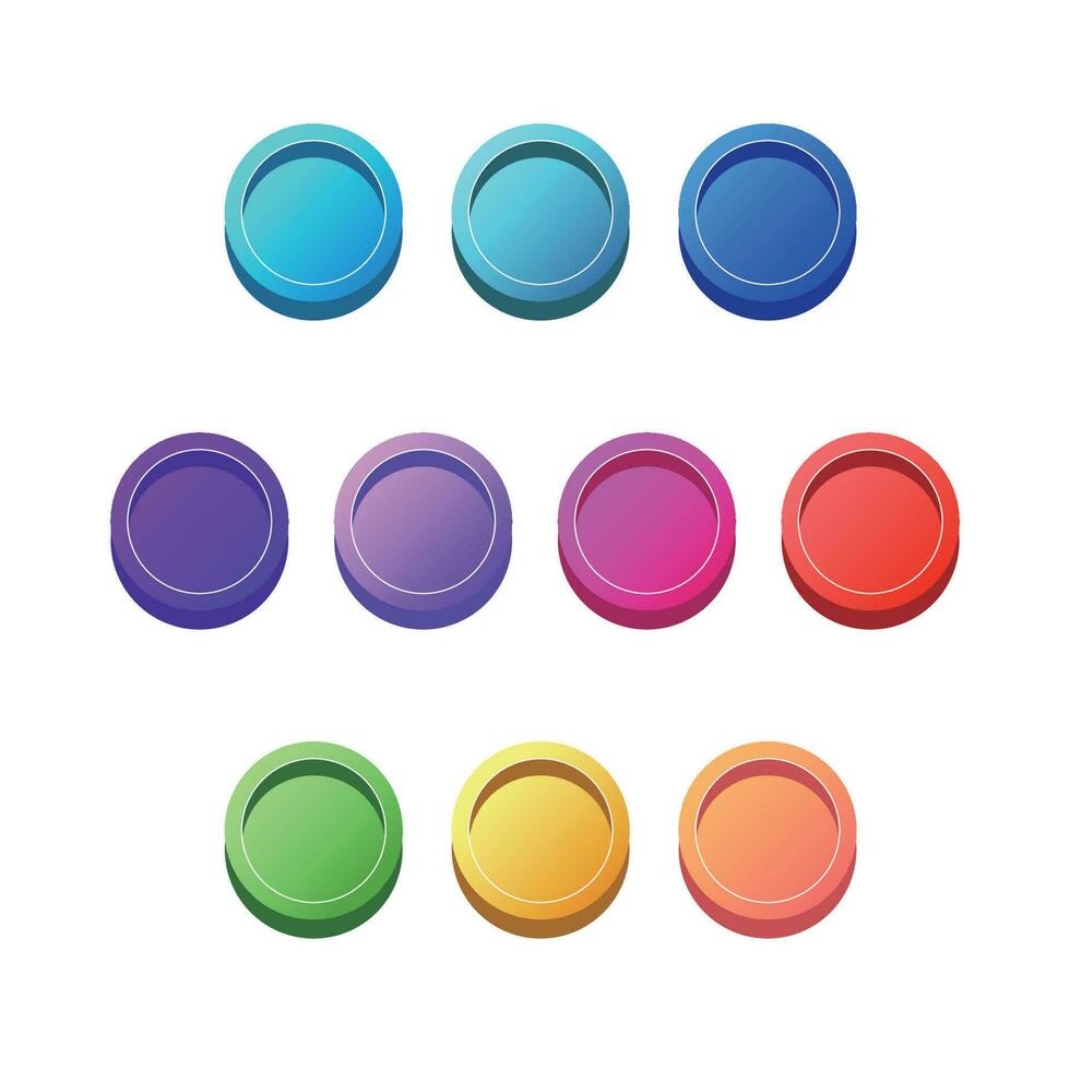enkel av lutning knappar.samling av färgrik knappar i platt style.web webbplats och ui vektor