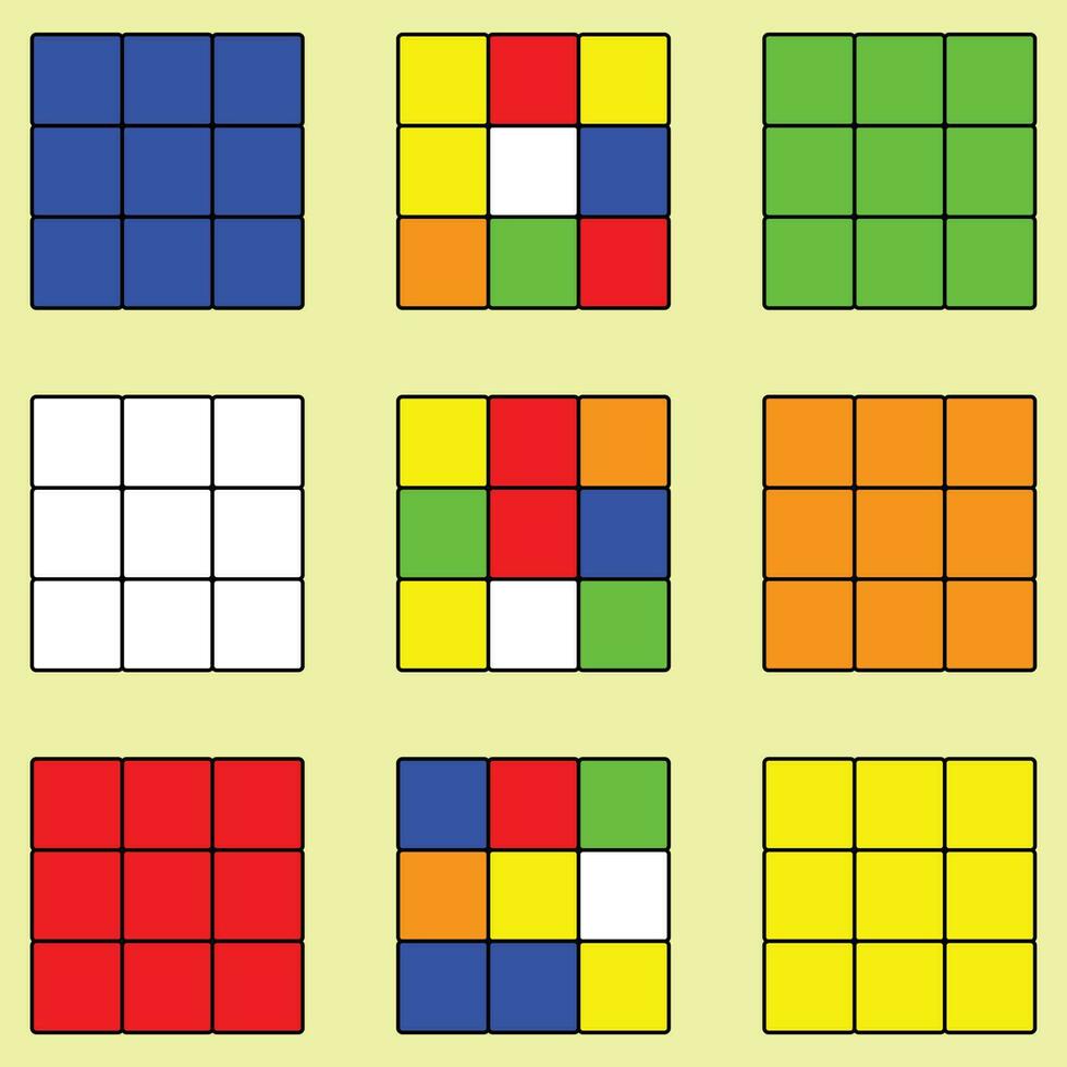 Rubiks Würfel - - Kombination Puzzle erfunden im 1974 durch erno Rubik, Rubiken Würfel Vektor Illustration, isometrisch Formen, geeignet zum lehrreich Inhalt und drucken Material und Sozial Medien und Netz Design