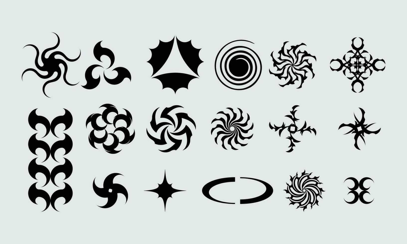 abstrakt Symbol gestalten Symbol einstellen bündeln geometrisch Spiral- Brutalismus Acid Element Vorlage Clip Kunst Vektor editierbar