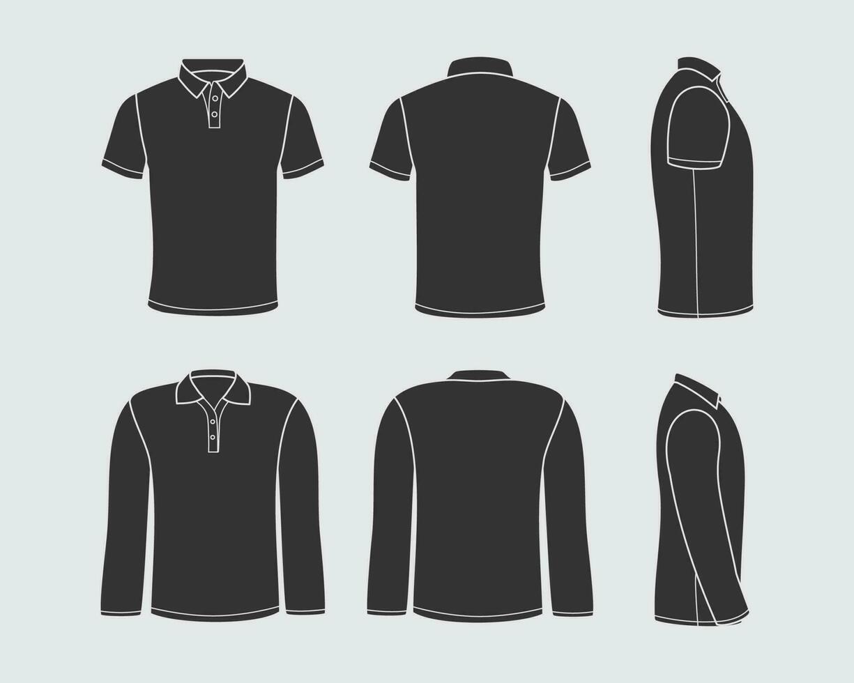 schwarz Polo Hemd lange Ärmel und kurz Ärmel Attrappe, Lehrmodell, Simulation vektor