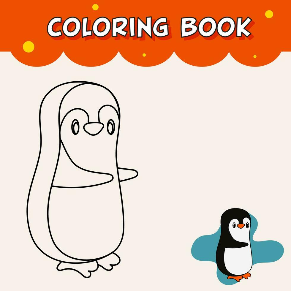 Färbung Buch Blatt mit Karikatur Pinguin zum Kinder Verfolgung. vektor