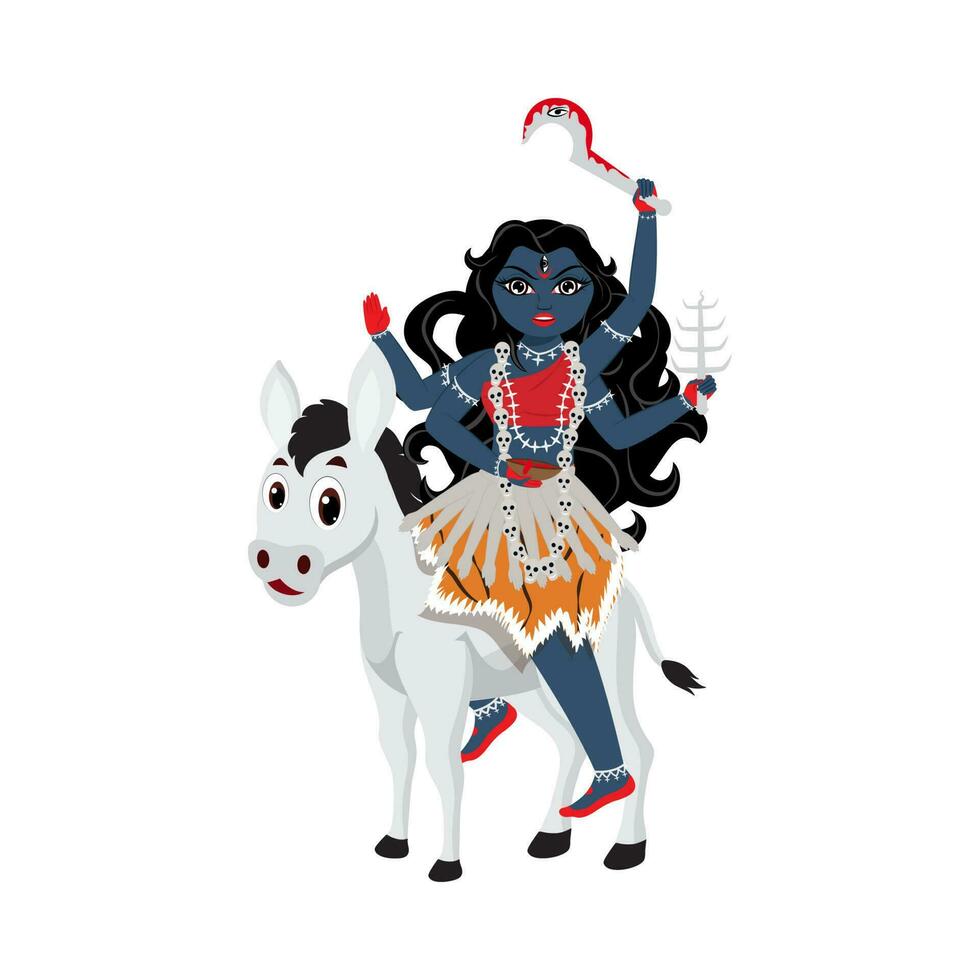 indisch Göttin Kalaratri Skulptur auf Weiß Hintergrund. vektor