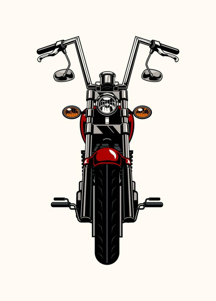 främre sida se av klassisk motorcykel med hög handlebar vektor