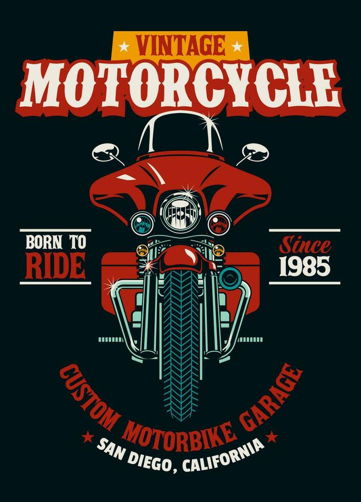 årgång skjorta design av årgång beställnings- motorcykel garage vektor