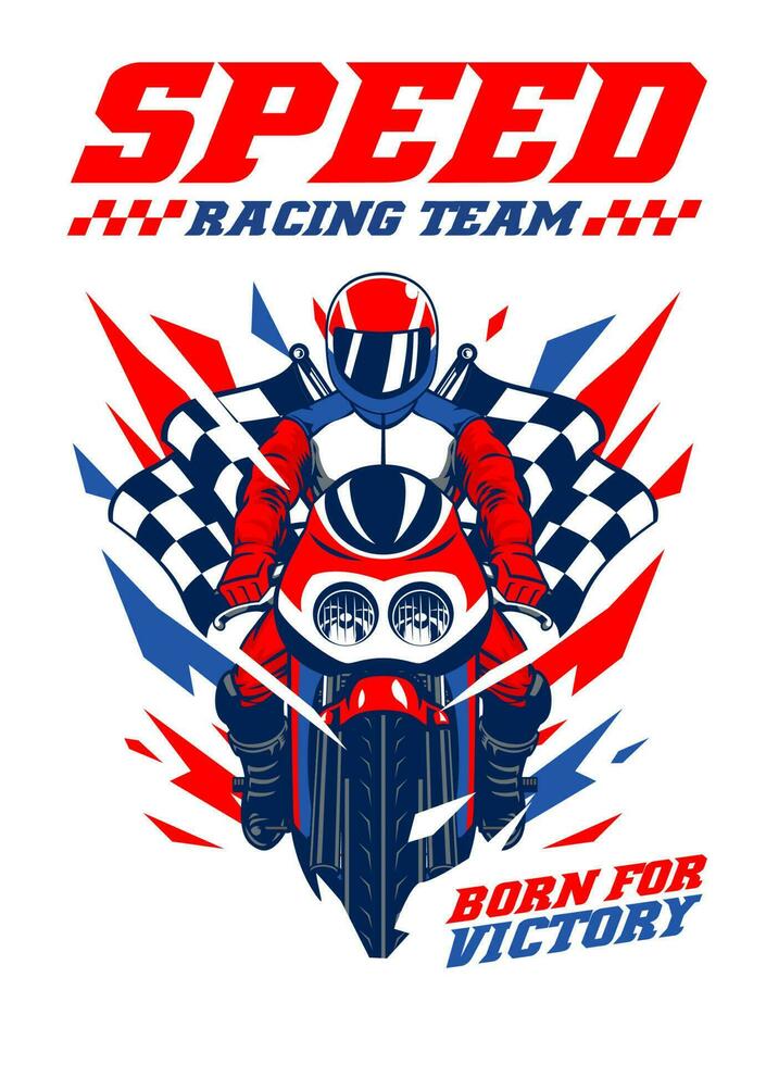 T-Shirt Design von Rennen Motorrad Konzept vektor