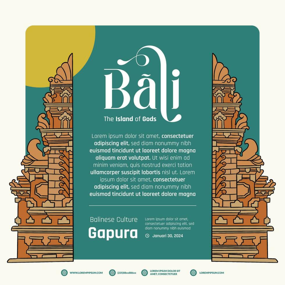 gapura indonesien balinesisk kultur layout aning för affisch design illustration vektor