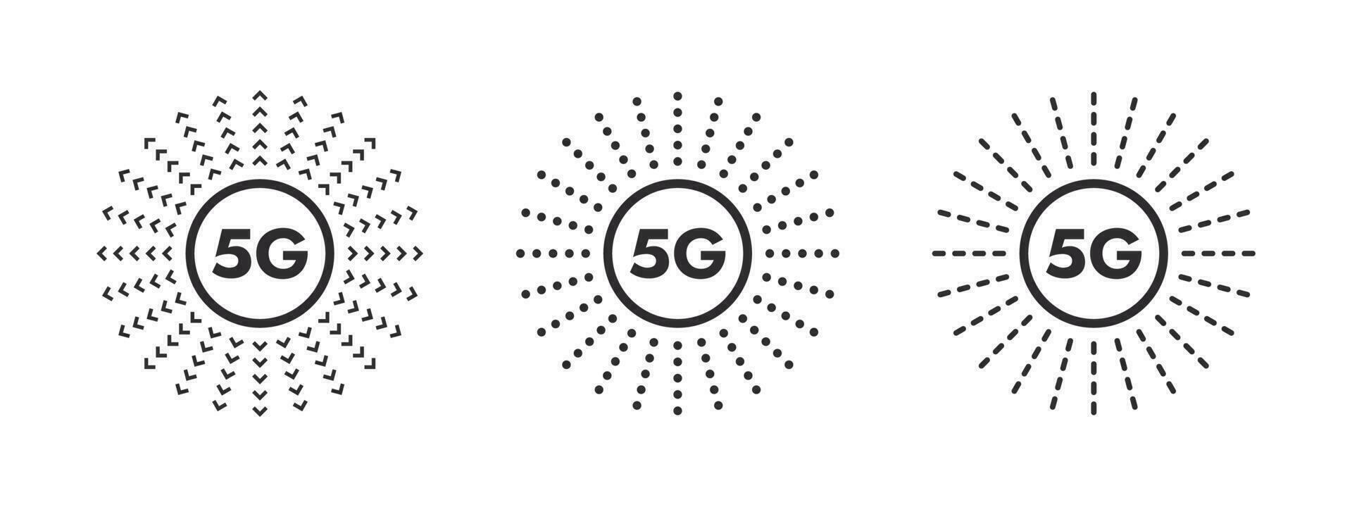 5g nätverk trådlös ikoner. Ultra snabb mobil kommunikation. Super snabb 5g cellulär. vektor skalbar grafik