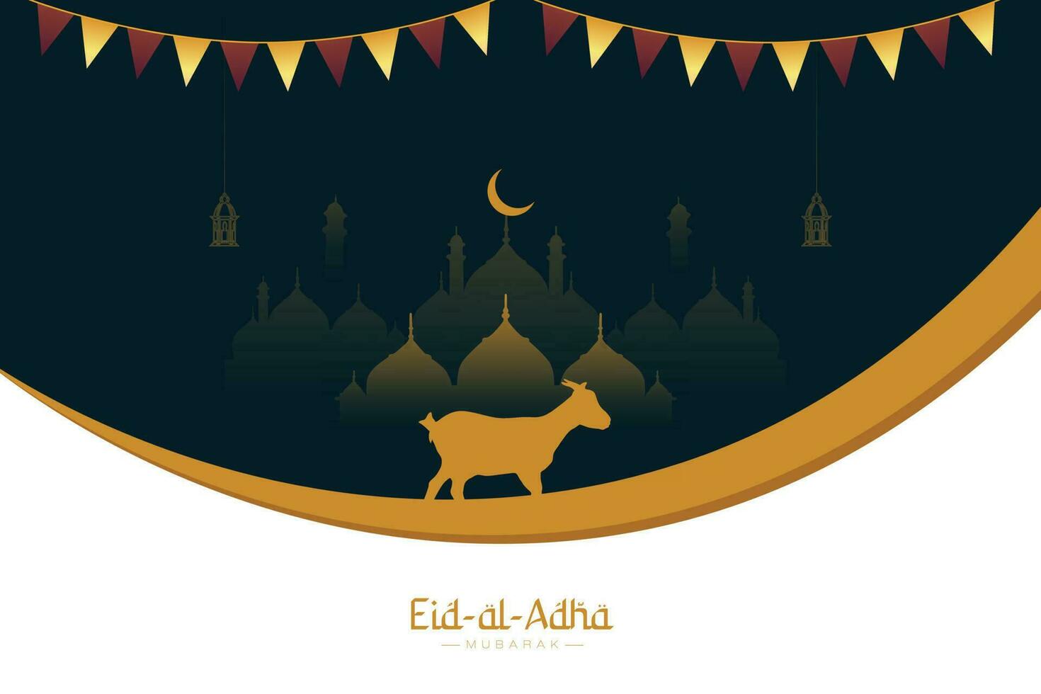 Vektor eid al adha Mubarak Bakrid Festival mit Ziege und Moschee