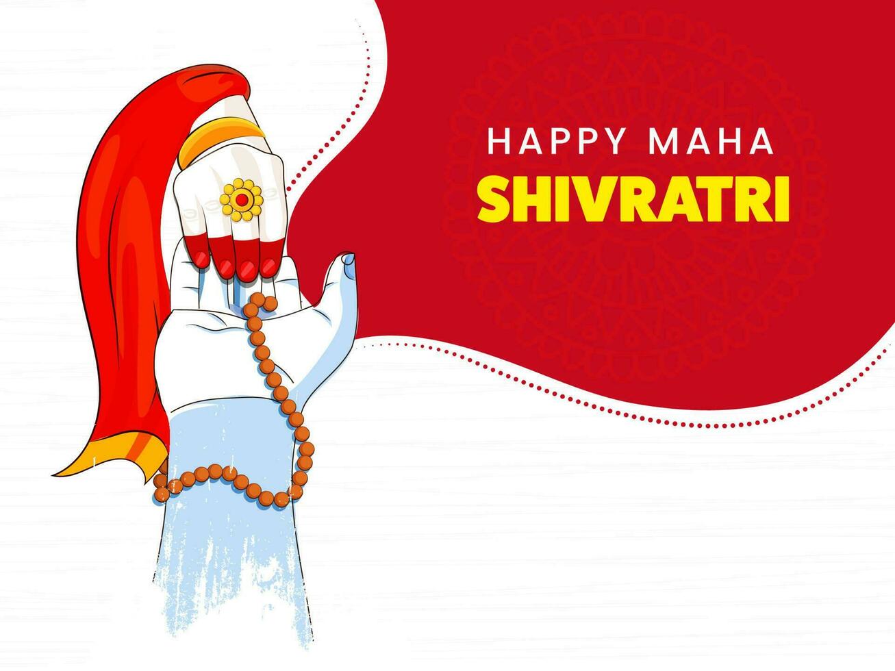 glücklich maha Shivratri Konzept mit Herr Schiwa, Göttin parvati Hände zusammen auf rot und Weiß Hintergrund. vektor