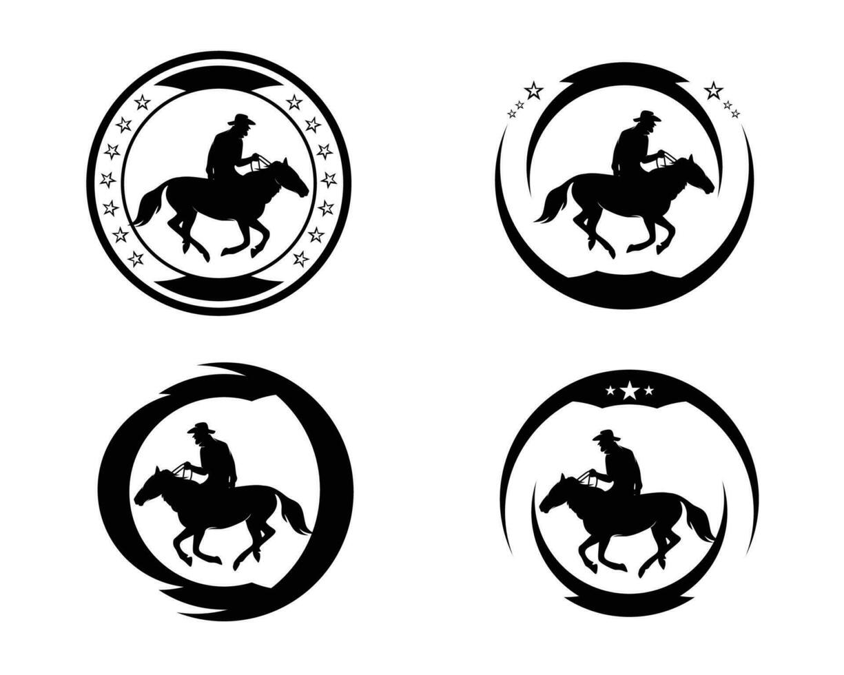 cowboy emblem silhuett samling uppsättning vektor