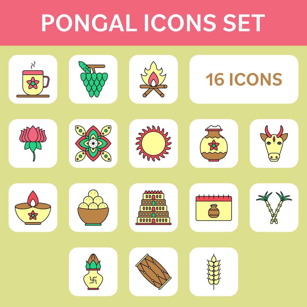 bunt pongal Symbol oder Symbol Satz. vektor