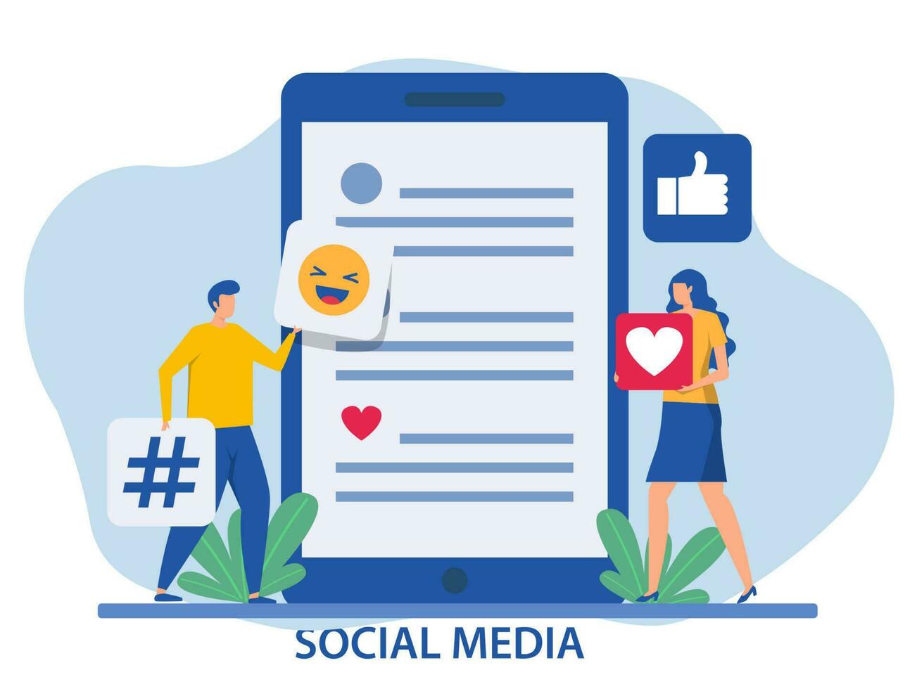 social media marknadsföring koncept, ung människor använder sig av smartphone. social nätverk, sändning e-post och telefoner sms:a. social media ikon baner vektor