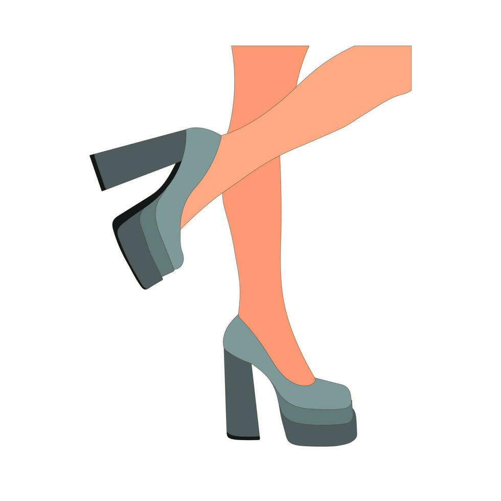 smal, ung kvinna ben i en utgör. skor stiletter, hög hälar. gående, stående, löpning, Hoppar, dansa. kvinnor sko modell vektor