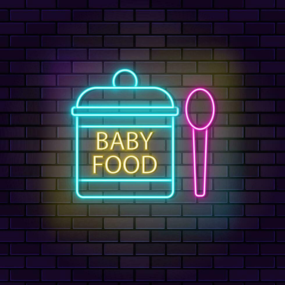 Baby Essen Formel Symbol Backstein Mauer und dunkel Hintergrund. vektor