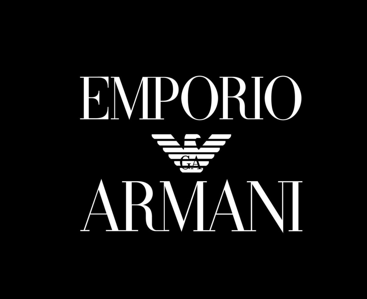 emporio armani logotyp varumärke kläder symbol vit design mode vektor illustration med svart bakgrund