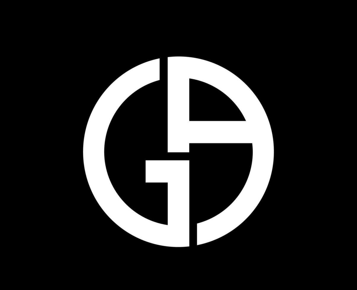 Giorgio Armani Marke Kleider Logo Weiß Design Mode Symbol Vektor Illustration mit schwarz Hintergrund