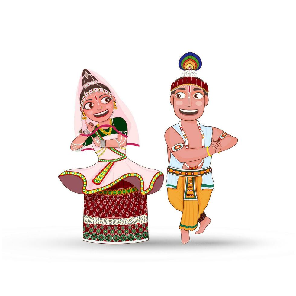 jung Paar durchführen manipuri klassisch tanzen im traditionell Kleidung. vektor