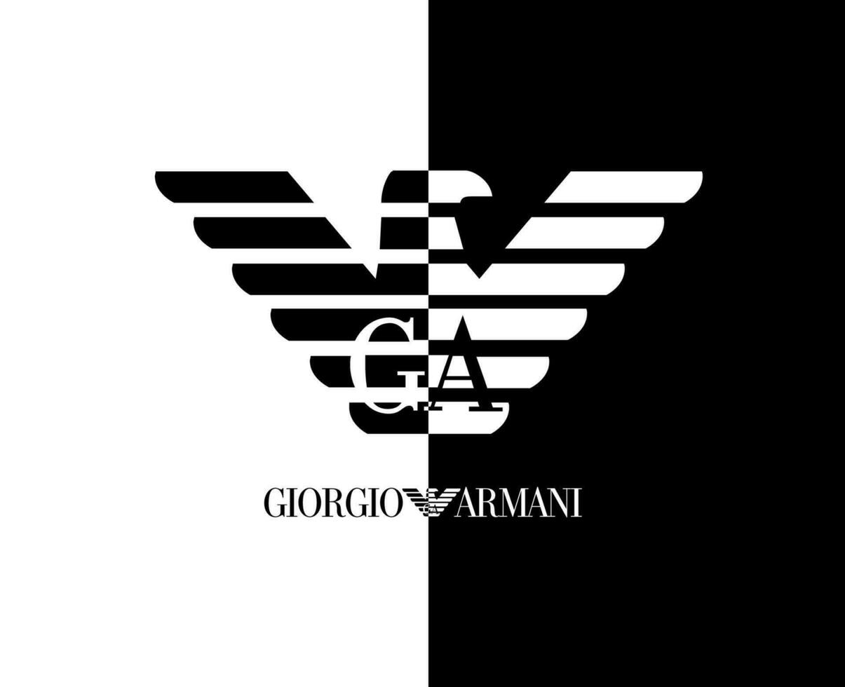 giorgio armani varumärke kläder symbol logotyp med namn svart och vit design mode vektor illustration