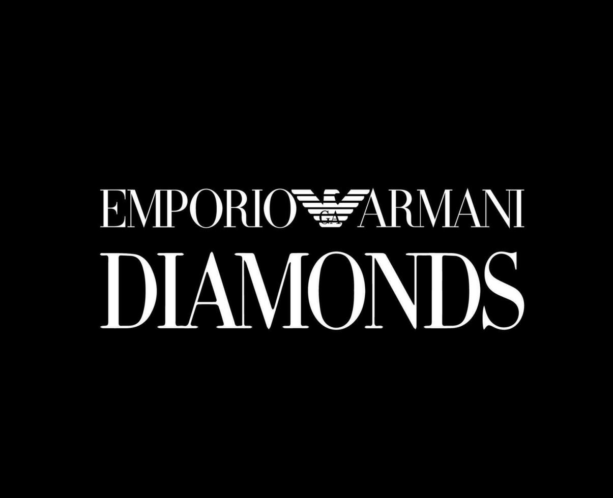 emporio Armani Diamanten Marke Kleider Logo Symbol Weiß Design Mode Vektor Illustration mit schwarz Hintergrund