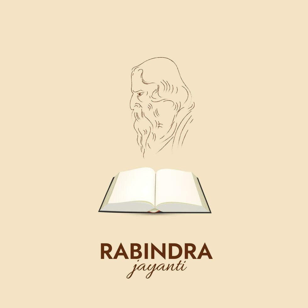 rabindra jayanti social media posta . rabindranath tagore födelse årsdag på de 25:e dag av boishakh vektor