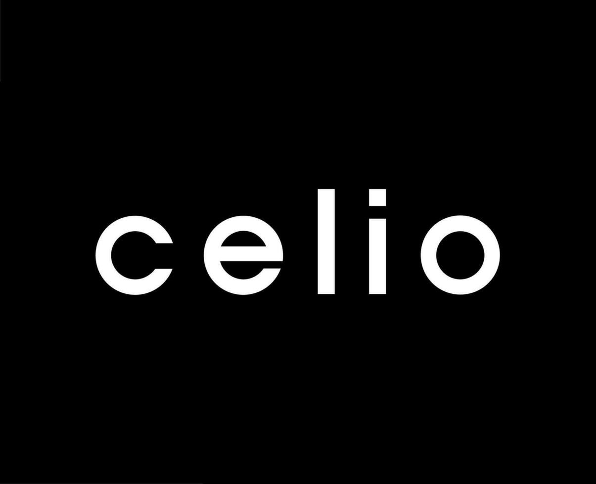 celio logotyp varumärke kläder symbol namn vit design mode vektor illustration med svart bakgrund