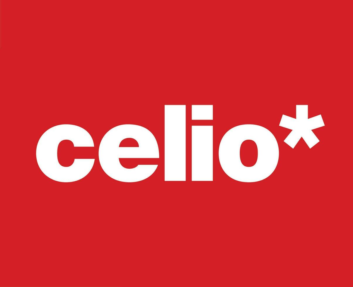 celio varumärke kläder symbol logotyp vit design mode vektor illustration med röd bakgrund