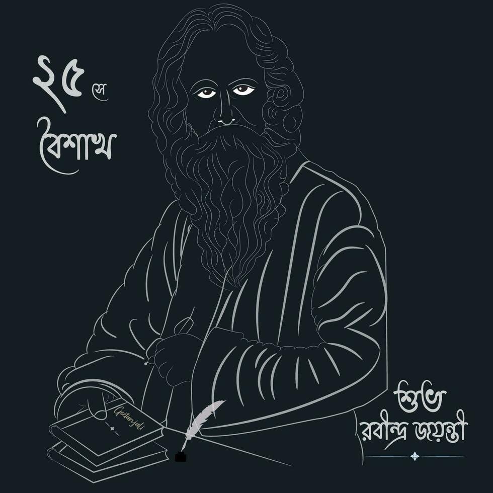 Rabindra Jayanti Vektor.Rabindranath tagore Jayanti Feier Sozial Medien Post. vektor