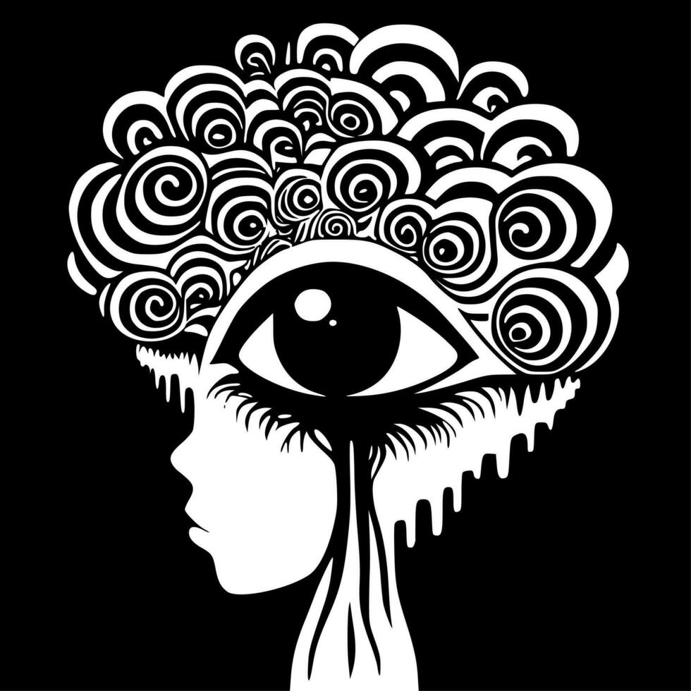 psykedelisk, svart och vit vektor illustration