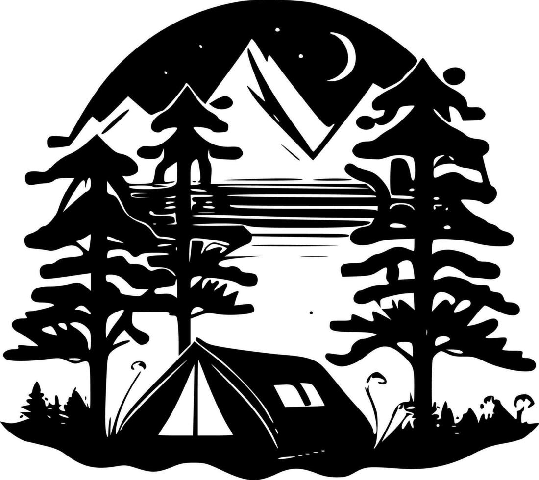 Camping - - minimalistisch und eben Logo - - Vektor Illustration