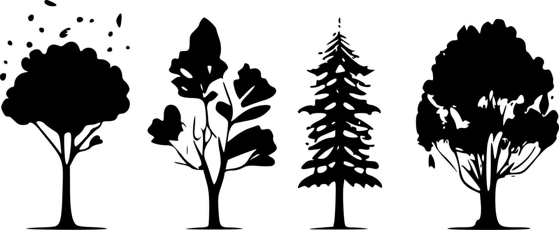 träd - svart och vit isolerat ikon - vektor illustration