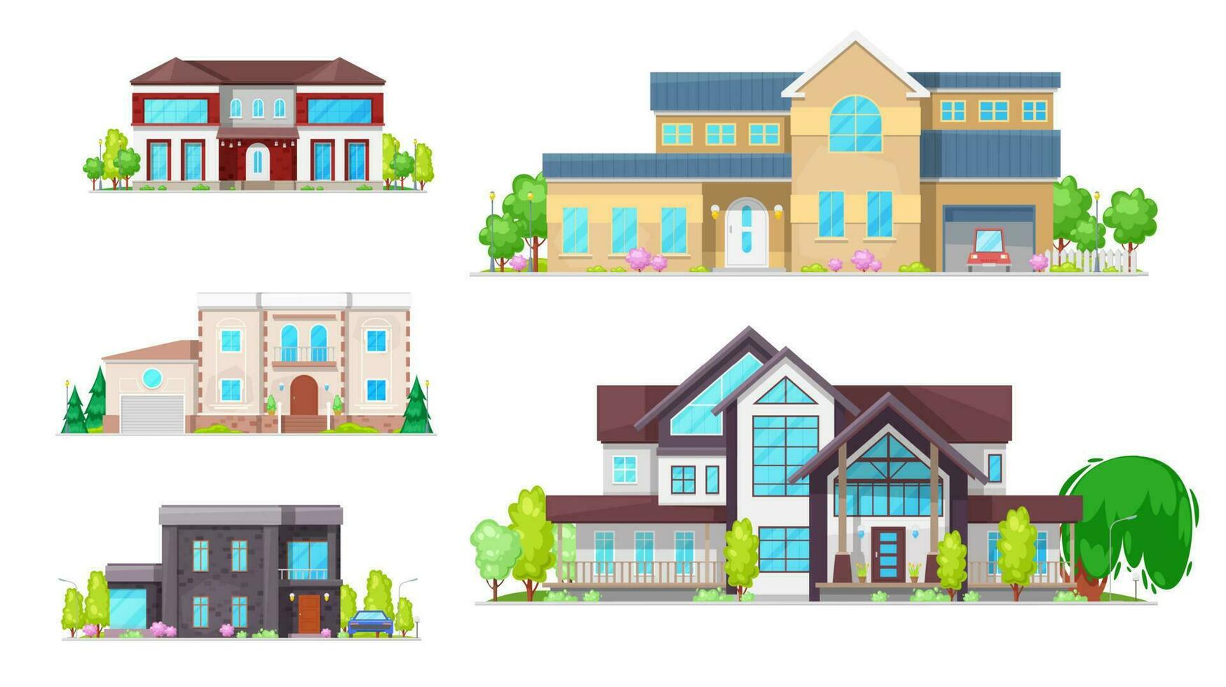 bostads- villor, herrgårdar och familj hus vektor