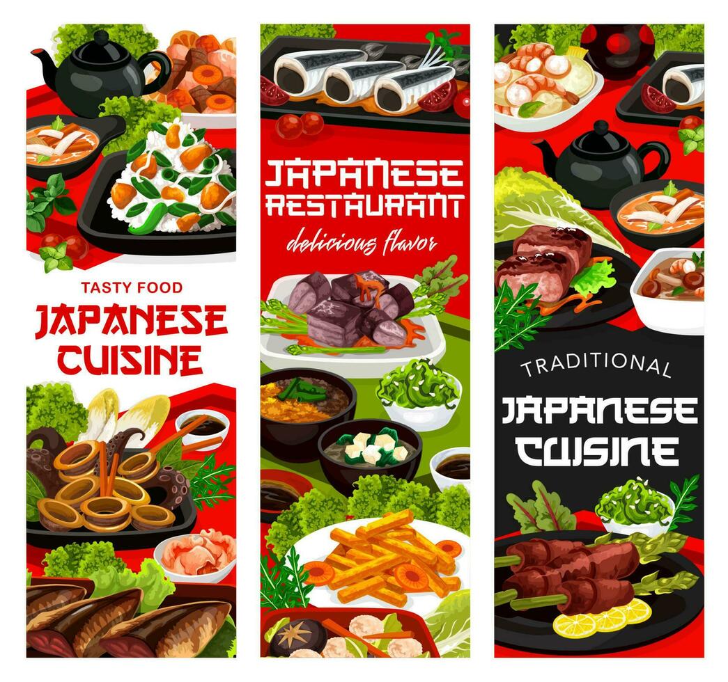japanisch Küche traditionell Essen, National Geschirr vektor
