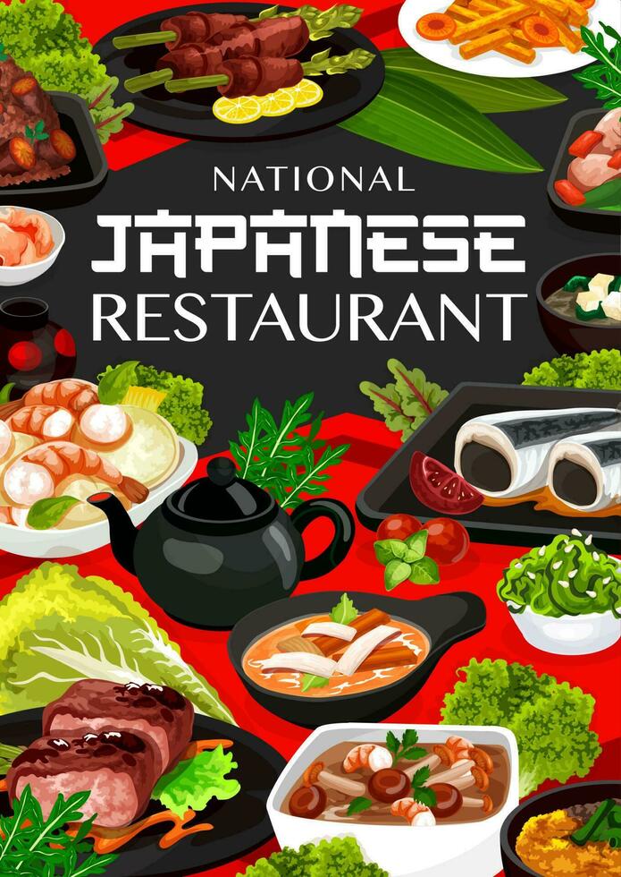 japanisch Restaurant Speisekarte traditionell Küche Gericht vektor