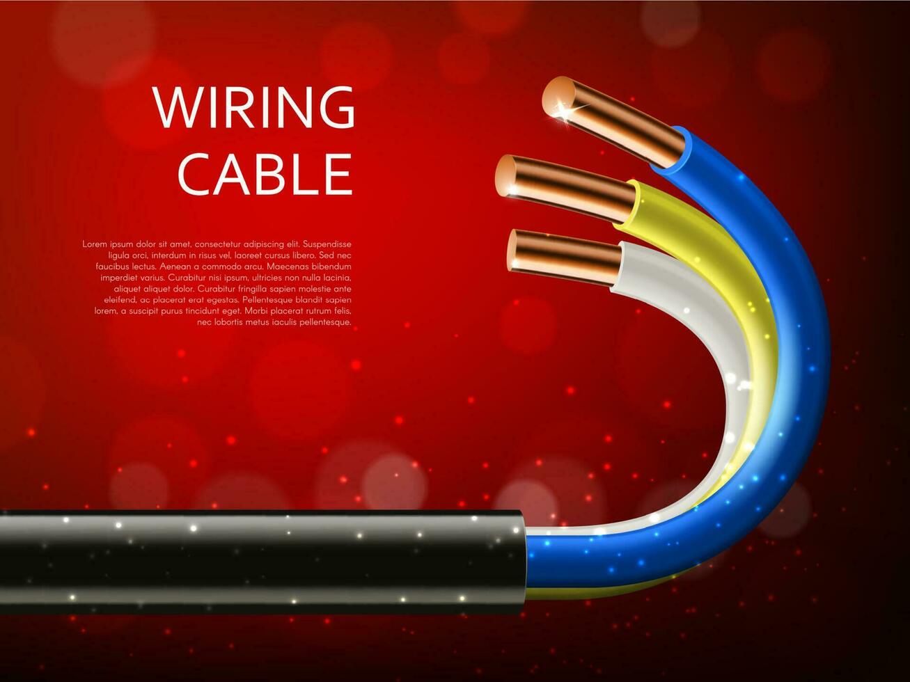elektrisch Leistung Kabel mit realistisch Kupfer Drähte vektor