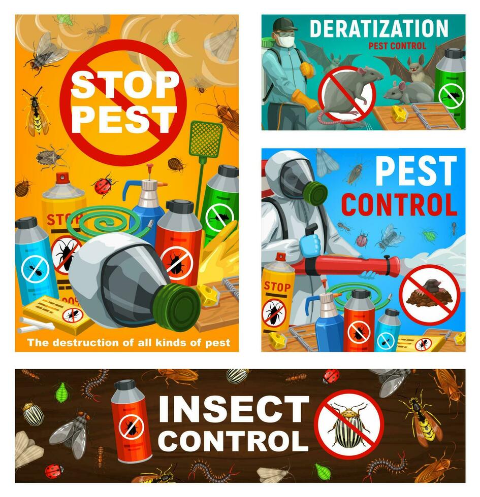 Pest Steuerung Vektor Poster, Desinsektion Bedienung