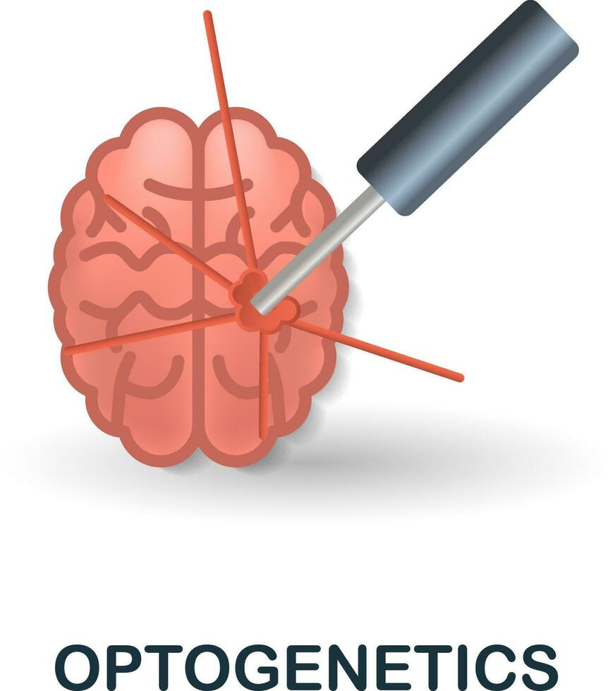 optogenetik ikon. 3d illustration från framtida teknologi samling. kreativ optogenetik 3d ikon för webb design, mallar, infographics och Mer vektor