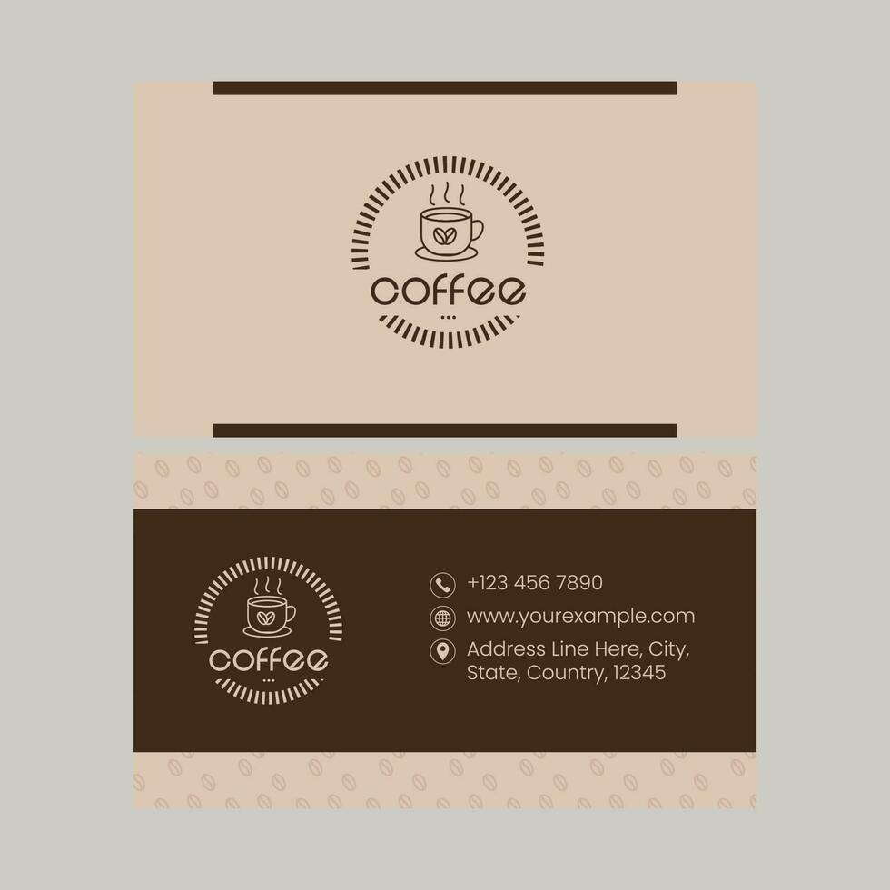 Kaffee Geschäft Geschäft Karte mit doppelseitig im braun Farbe. vektor
