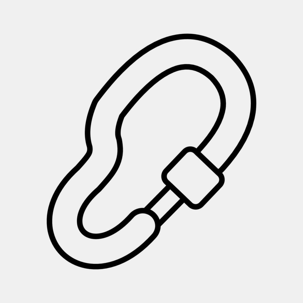 Symbol Karabiner. Camping und Abenteuer Elemente. Symbole im Linie Stil. gut zum Drucke, Poster, Logo, Werbung, Infografiken, usw. vektor