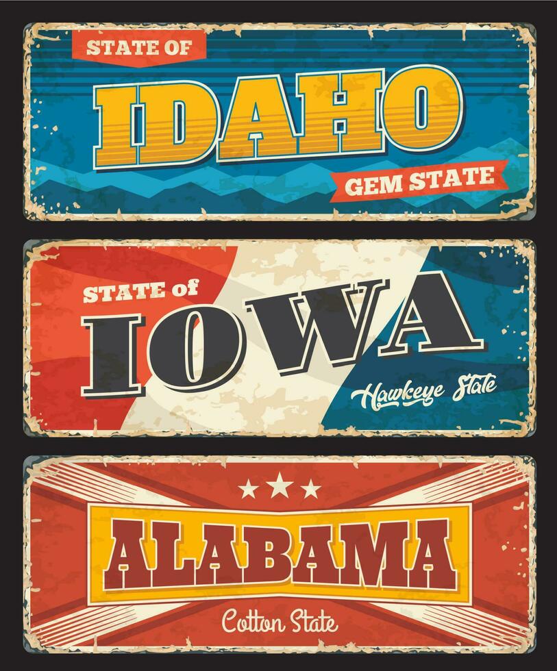 amerikan stater, idaho, iowa och alabama banderoller vektor