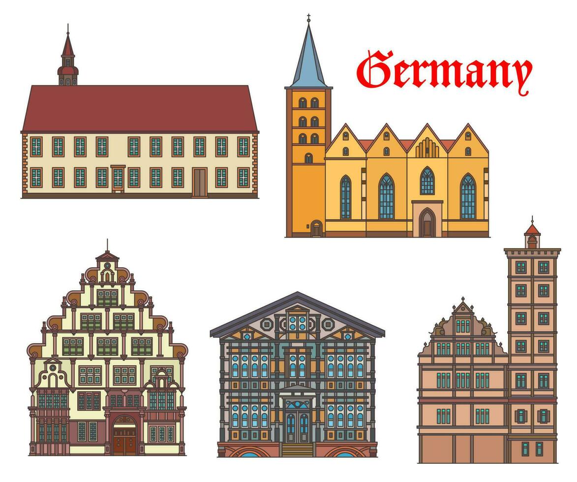 Tyskland landmärke byggnader arkitektur av lemgo vektor